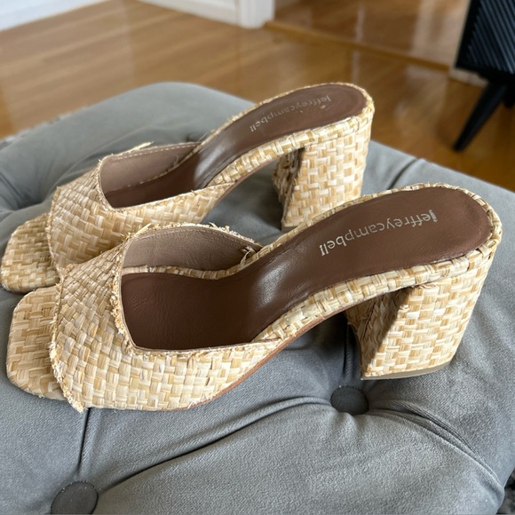 Jeffrey Campbell Shoes - Jeffrey Campbell Melange Womens Woven Raffia Block Heel Sandal Mule Slide 8
